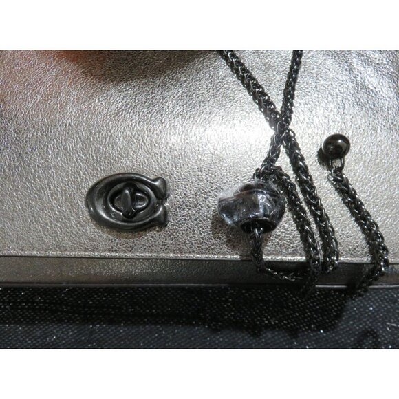 Coach NWT Alexa Signature Turnlock Silver Metallic Crinkle Leather Crossbody - Picture 7 of 12